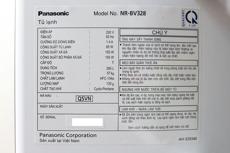 Tủ Lạnh Inverter Panasonic NR-BV328QSVN (290L) - Xám - Hàng chính hãng